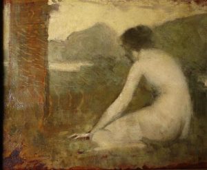 Etude pour Satyre jouant de la flûte à une faunesse, une oeuvre de jeunesse d'Eugène Carrière